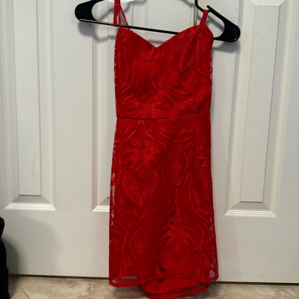 Red Lace Mini Dress
